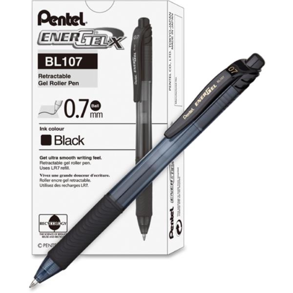 pentel pióro kulkowe bl 107-a 0.7       energel-x czarne /12/