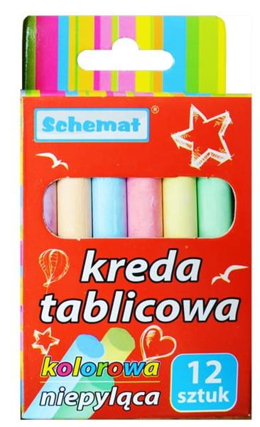 kreda tablicowa a'12 kolorowa niepyląca schemat /24/