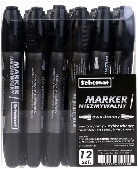 marker czarny niezmywalny dwustronny    schemat /12/