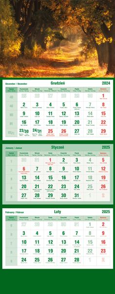 m&p kalendarz trójdzielny 2025 las      t-105t-03
