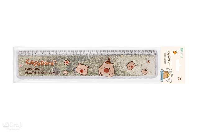 DP CRAFT LINIJKA 20CM Z WODĄ I BROKATEM KAPIBARA SREBRNA DPCA-017