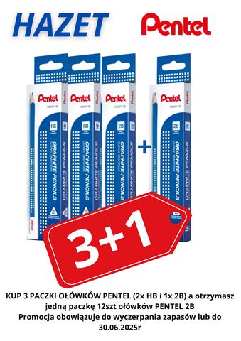 KUP 3 PACZKI OŁÓWKÓW PENTEL (2x HB i 1x 2B) a otrzymasz jedną paczkę 12szt ołówków PENTEL 2B