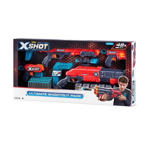 zuru x-shot ultimate shootout pack zestaw 4 pistoletów wyrzutni 36251