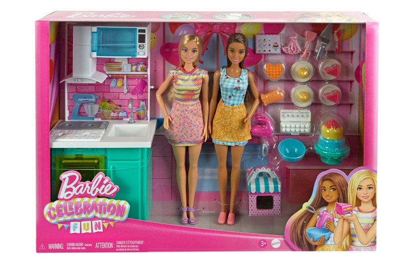 mattel barbie celebration zestaw kuchnia pieczenie + 2 lalki hjy94