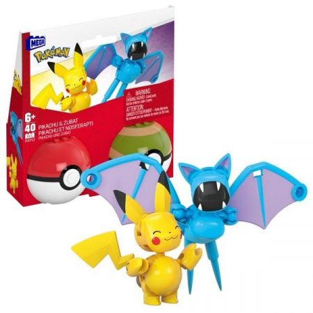 mega pokemon pokeball 2pak pikachu i zubat 40el hxp12 mattel