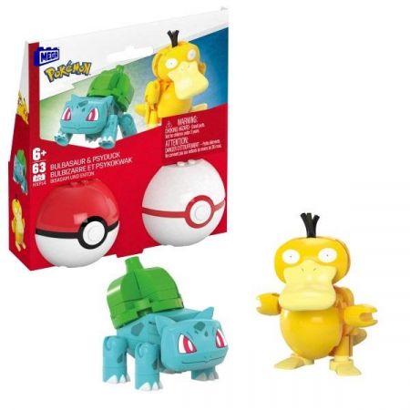 mega pokemon pokeball 2pak bulbasaur i psyduck 63el hxp14 mattel