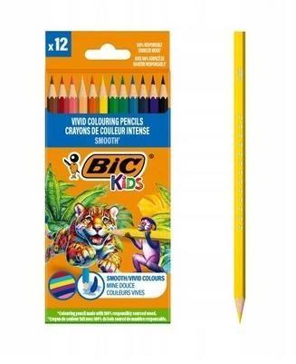 BIC-KREDKI KIDS 12 KOLORÓW BEZDRZEWNE   LEKKO PISZĄCE /12/
