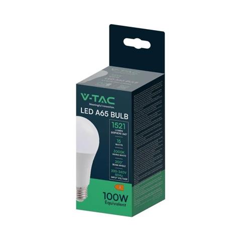 żarówka led 15w=100w e27 a65 ct-2015    3000k 1521lm v-tac światło ciepłe /10/