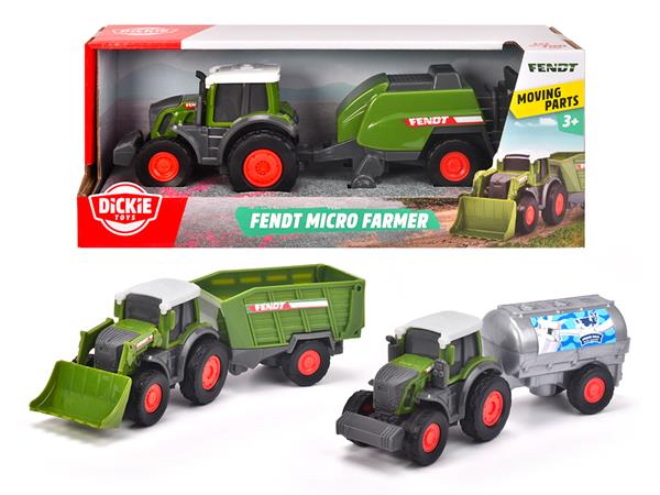 dickie traktor farm fendt z maszyną 3 wzory 18cm simba