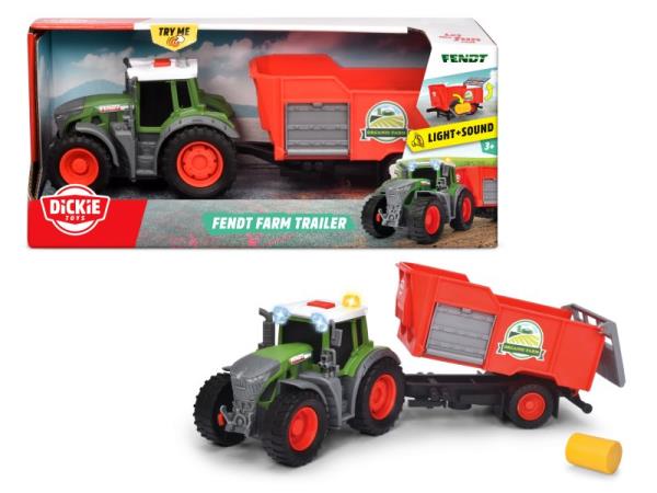 dickie traktor farm fendt z przyczepą 26cm światło dźwięk simba