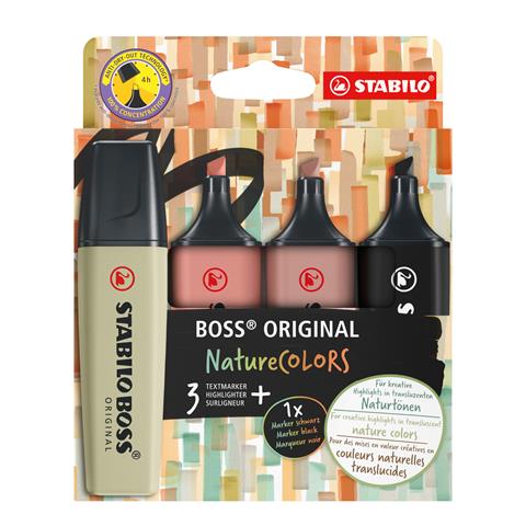STABILO ZAKREŚLACZ BOSS 4KOLORY NATURE COLORS 70/4-2-3  /5/