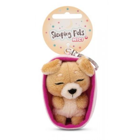 nici brelok sleeping pets pies brązowy jasny 8cm, koszyk różowy 49993