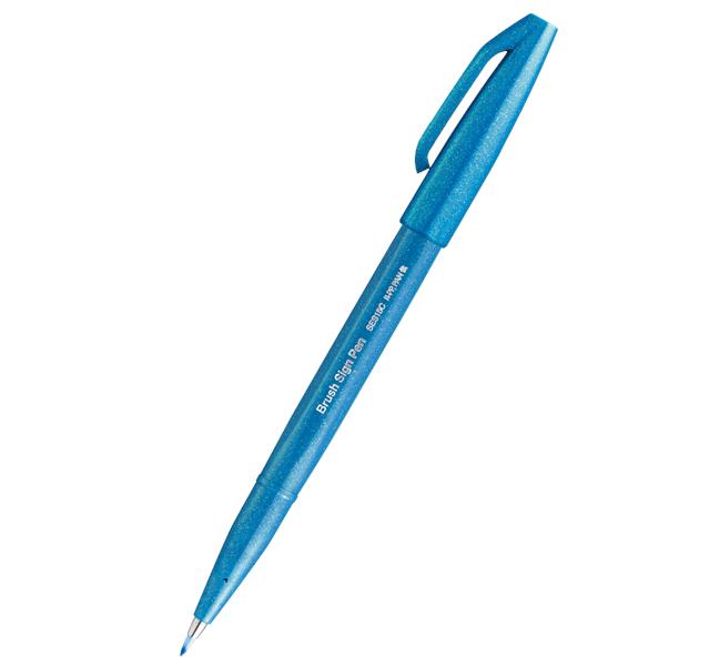 pentel pisak brush sign pen do kaligrafii ses15c-s sky blue /10/