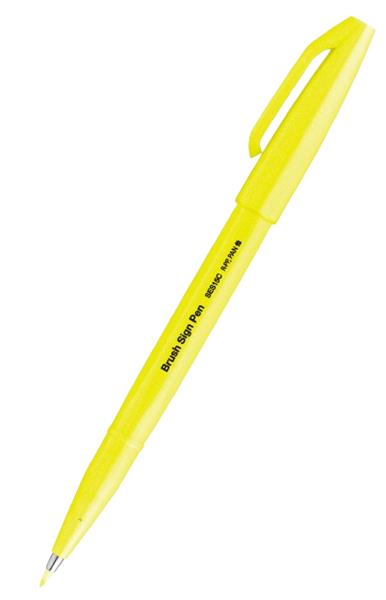 pentel pisak brush sign pen do kaligrafii ses15c-fg fluo żółty /10/