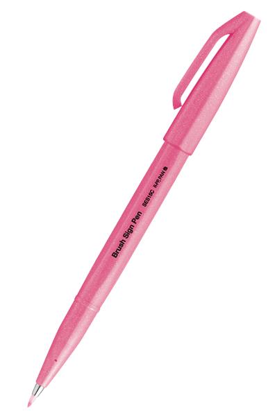 PENTEL PISAK BRUSH SIGN PEN DO KALIGRAFII SES15C-FP FLUO RÓŻOWY /10/