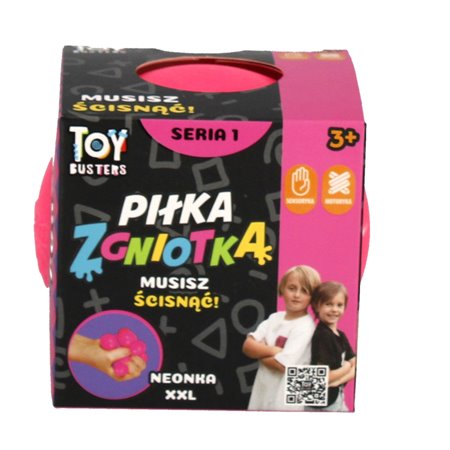 toy busters piłka zgniotka xl neonka różowa seria 1