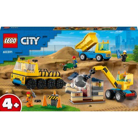 lego city ciężarówki i dźwig z kulą wyburzeniową 60391