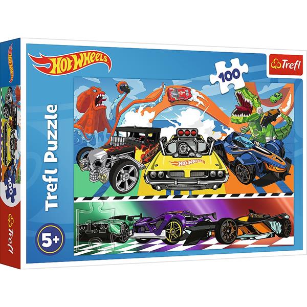 trefl puzzle 100el hot wheels pędzące samochody 16466