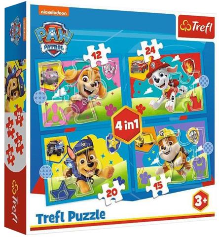 trefl puzzle 4w1 psi patrol biegnące pieski  34628