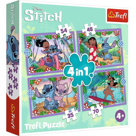 trefl puzzle 4w1 szalony dzień lilo i stitch 34633