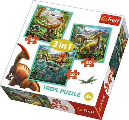 trefl puzzle 3w1 dinozaury 20,36,50el. 34837