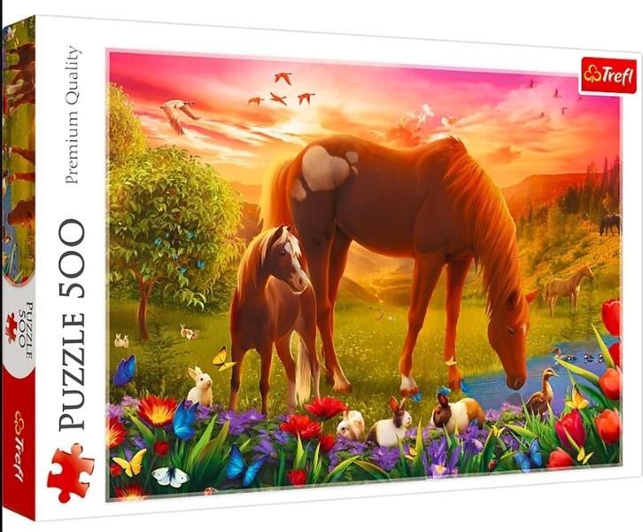 trefl puzzle 500el konie na łące 37451