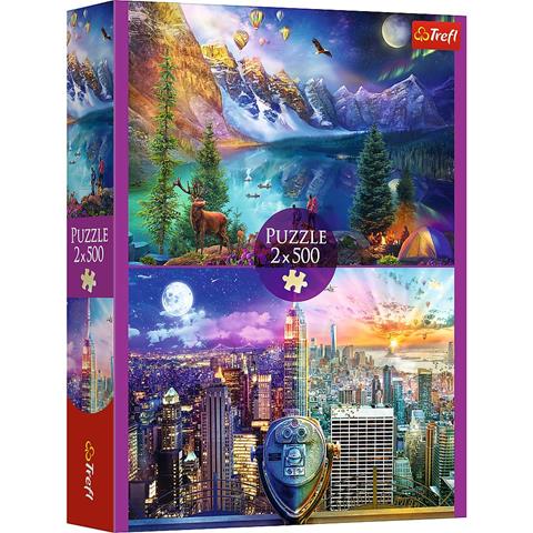 trefl puzzle 2x500el wycieczka po ameryce 37500