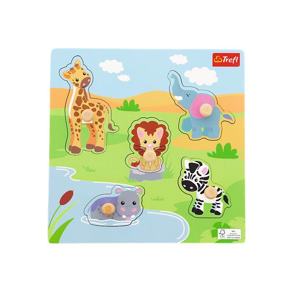 trefl puzzle drewniane mini safari 61623