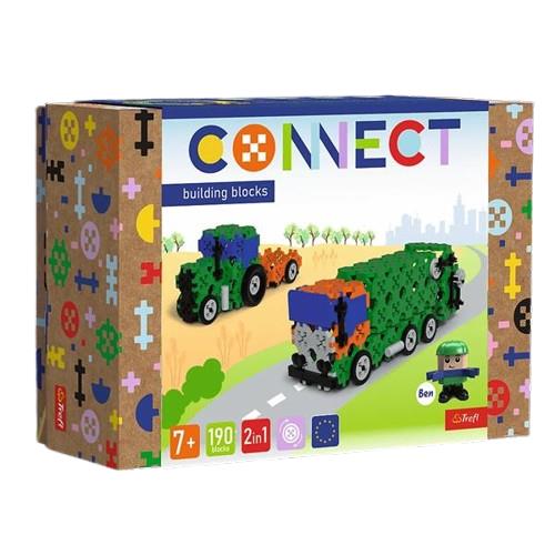 trefl klocki connect śmieciarka, traktor 190el 61975