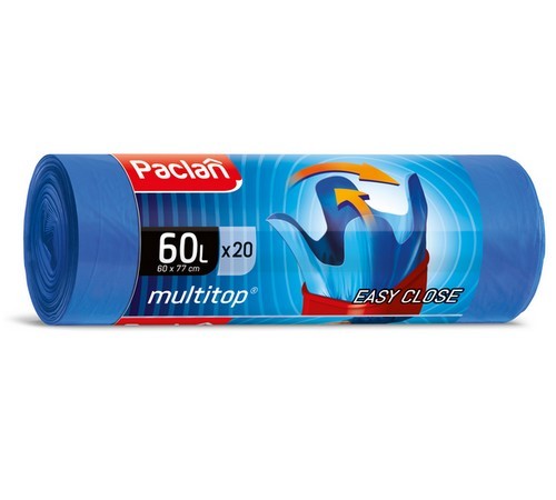 paclan worki na śmieci 60l/24 multitop  niebieskie /24/