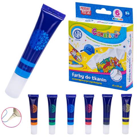 ASTRA FARBY DO TKANIN 6 X 15ML, CREATIVOASTRA