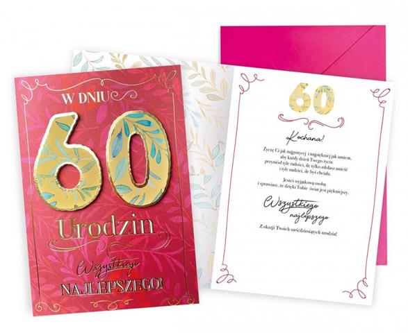 KUKARTKA KARNET OKOLICZNOŚCIOWY 60 URODZINY DKP-025