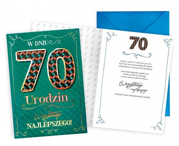 KUKARTKA KARNET OKOLICZNOŚCIOWY 70 URODZINY DKP-028