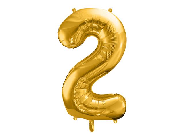 Balon foliowy Cyfra ''2'', 86cm, złoty PARTYDECO