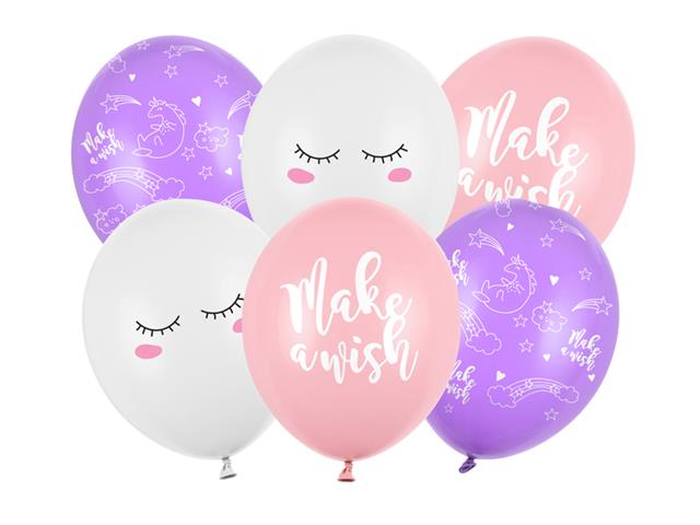 Balony 30cm, Jednorożec, mix: 1op./6szt. PARTYDECO