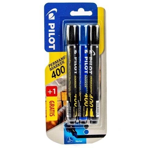 PILOT MARKER PERMANENTNY SCA-400 ŚCIĘTY 2 CZARNE+NIEBIESKI GRATIS 4.5MM WPC /12/
