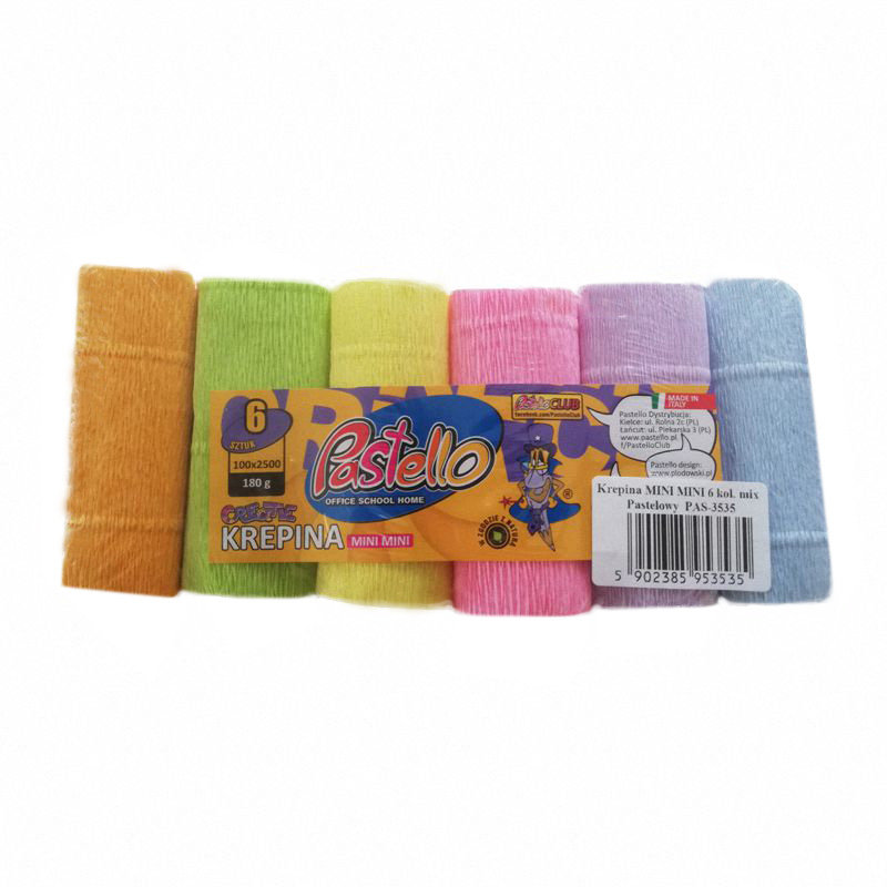 bibuła mini krepina 10*250cm 180g pastela'6 mix pastello