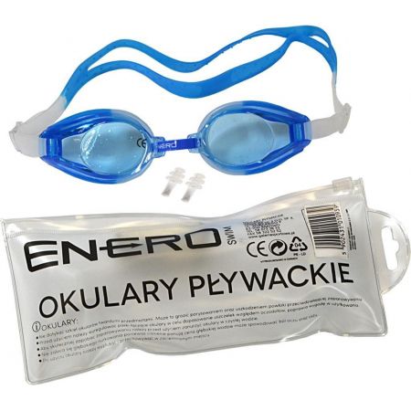 enero okulary do pływania niebieskie + zatyczki 1010939