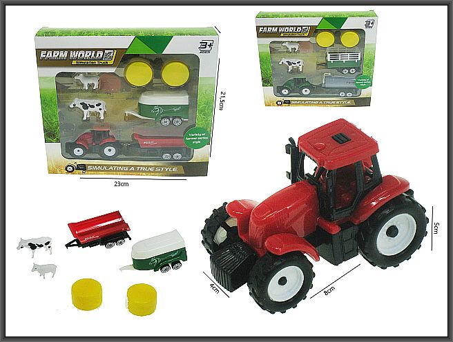 hipo-traktor z 2 przyczepami i akcesoriami 16cm h13607