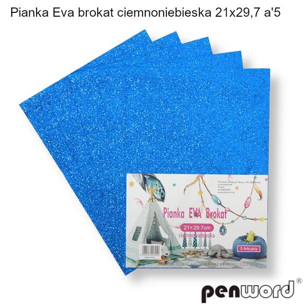 pianka eva brokat ciemnoniebieska 21*29,7cm 5 arkuszy psh