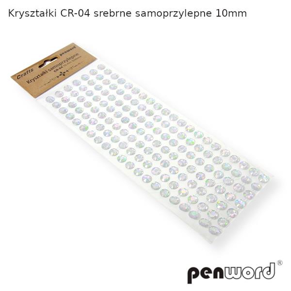 kryształki samoprzylepne srebrne 10mm   cr-04 psh