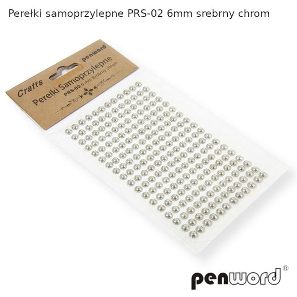 perełki samoprzylepne srebrne chrom 6mm prs-02 psh /40/