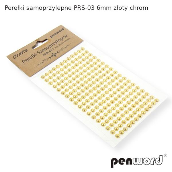 perełki samoprzylepne złote chrom 6mm   prs-03 psh /40/