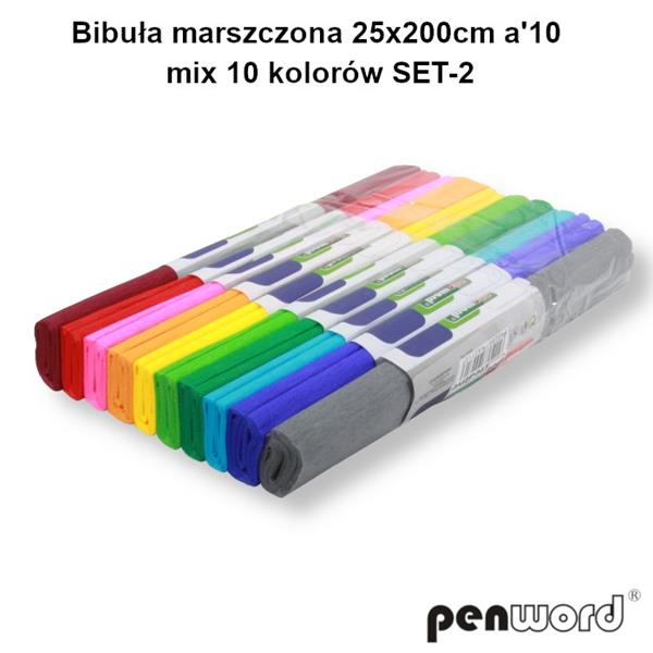 bibuła marszczona 200*25cm a'10 mix 10  kolorów zestaw 2 psh