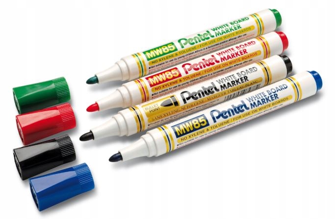 PENTEL MARKER SUCHOŚCIERALNY 4 KOLORY   MW85DO BIAŁYCH TABLIC