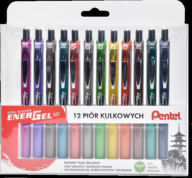 pentel zestaw 12 piór kulkowych bl77    ener gel