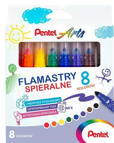 pentel flamastry 8 kolorów spieralne    scs3e-8 /10/