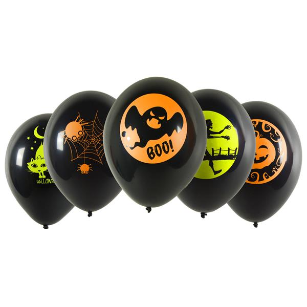 arpex balon z neonowym nadrukiem 5szt. kb8178 halloween