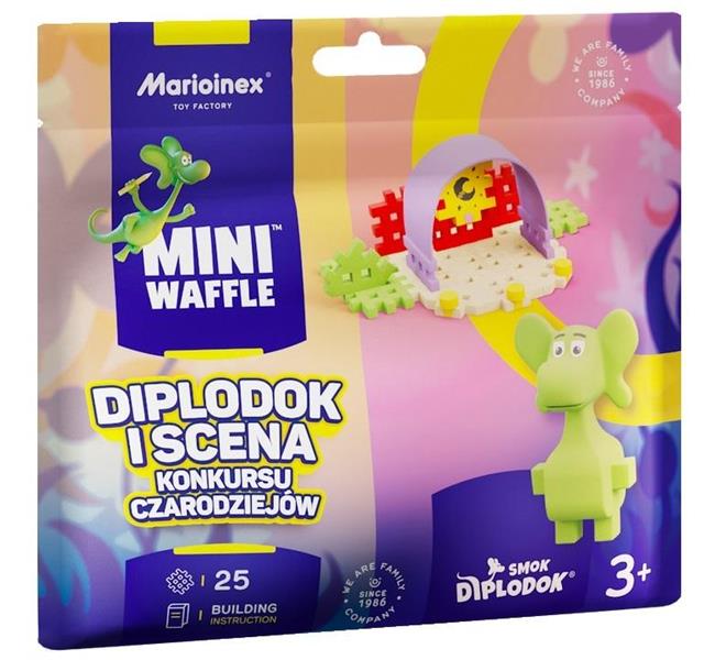 mario-klocki mini wafle 25el smok diplodok i scena konkursu czarodziejów saszetka