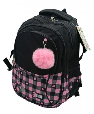 MAJEWSKI PLECAK 4-KOMOROWY ST.RIGHT BP-01 PINK CHECKERED 17